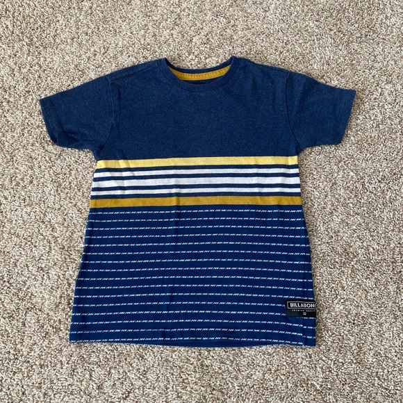 Billabong toddler boys blue yellow striped short sleeve t-shirt tee size 3T - Picture 1 of 8